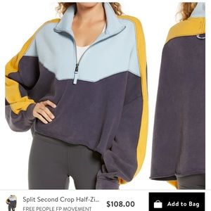 FREE PEOPLE FP MOVEMENT Split Second Crop Half-Zip Sweatshirt